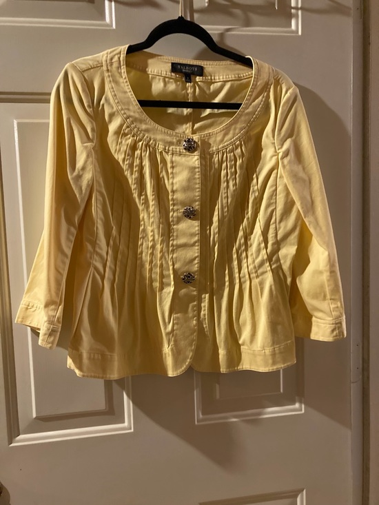 Talbots Tops - Talbots Pale Yellow Button-Front Peplum Top